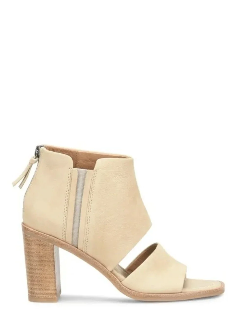 Beige Open-Toe Block Heel Sandal